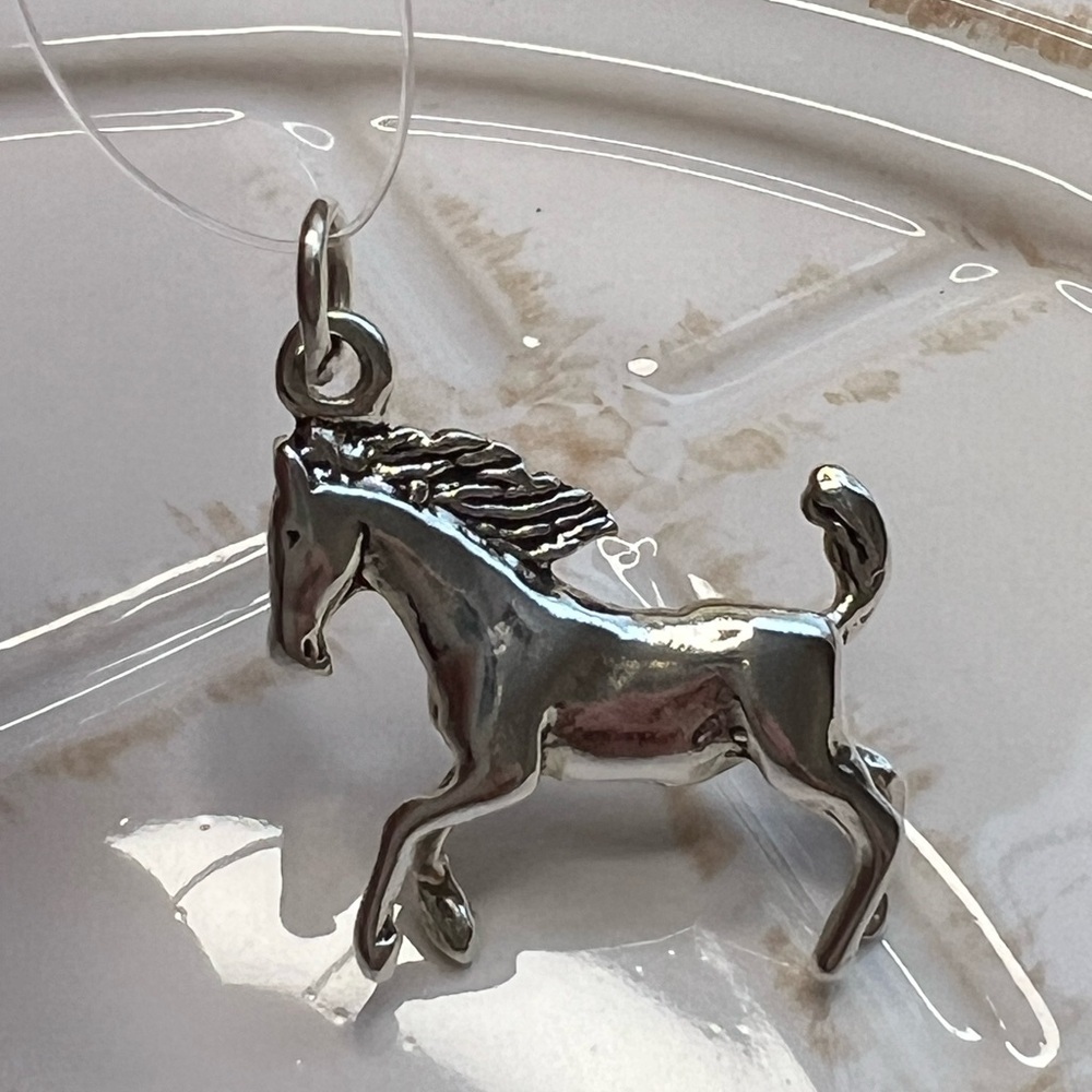 Vintage Horse Charm Pendant Sterling Silver 925 NOS